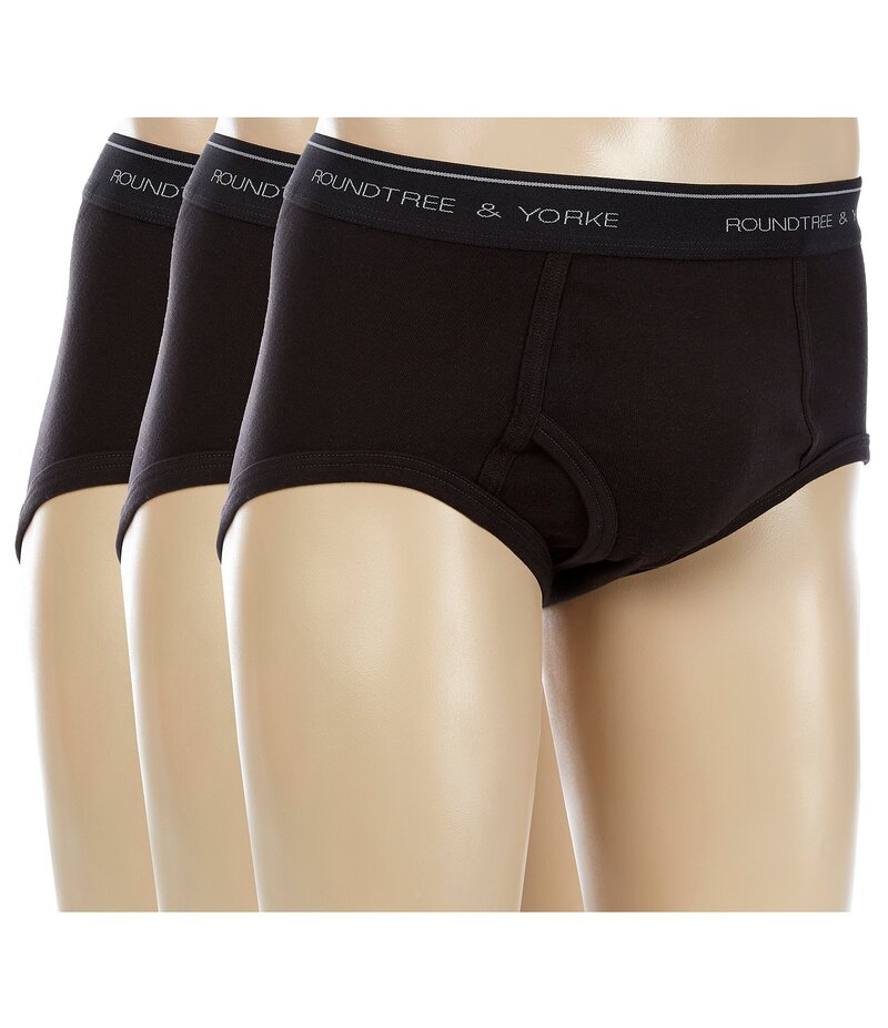 ラウンドトゥリーアンドヨーク メンズ アンダーウェア ブリーフパンツ Roundtree & Yorke Full-Cut Briefs 3-Pack Black ブラック｜ReVida 店