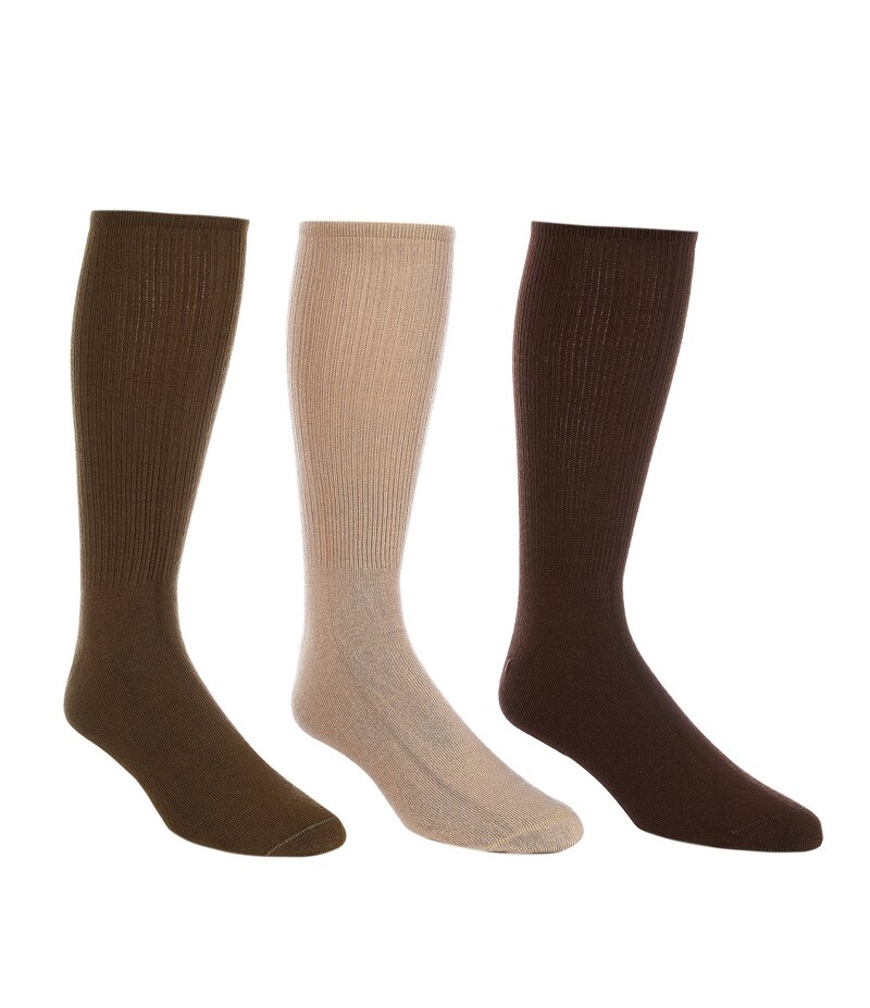 ラウンドトゥリーアンドヨーク メンズ アンダーウェア 靴下 アクリル ニット Roundtree & Yorke Flat-Knit Acrylic Crew Socks 3-Pack Brown Assorted ブラウン