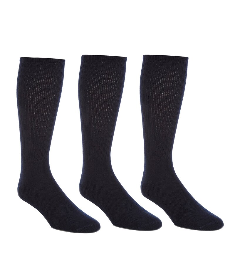 ラウンドトゥリーアンドヨーク メンズ アンダーウェア 靴下 アクリル ニット Roundtree & Yorke Flat-Knit Acrylic Crew Socks 3-Pack Navy ネイビー