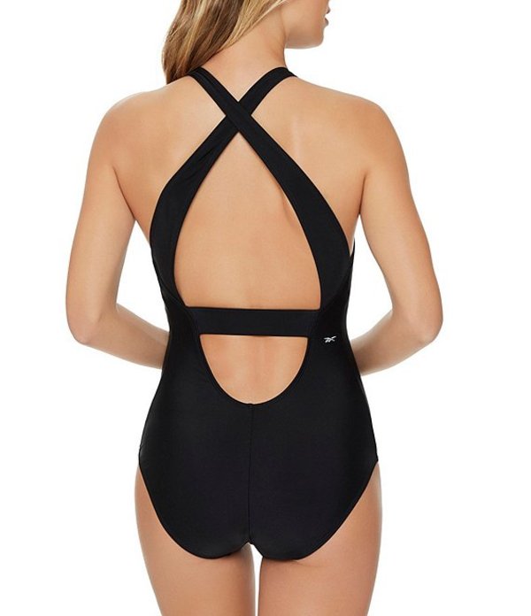 代引不可 楽天市場 リーボック レディース ワンピース トップス Highneck Zip Front One Piece Swimsuit Black Revida 楽天市場店 人気絶頂 Shinyidumplings Com