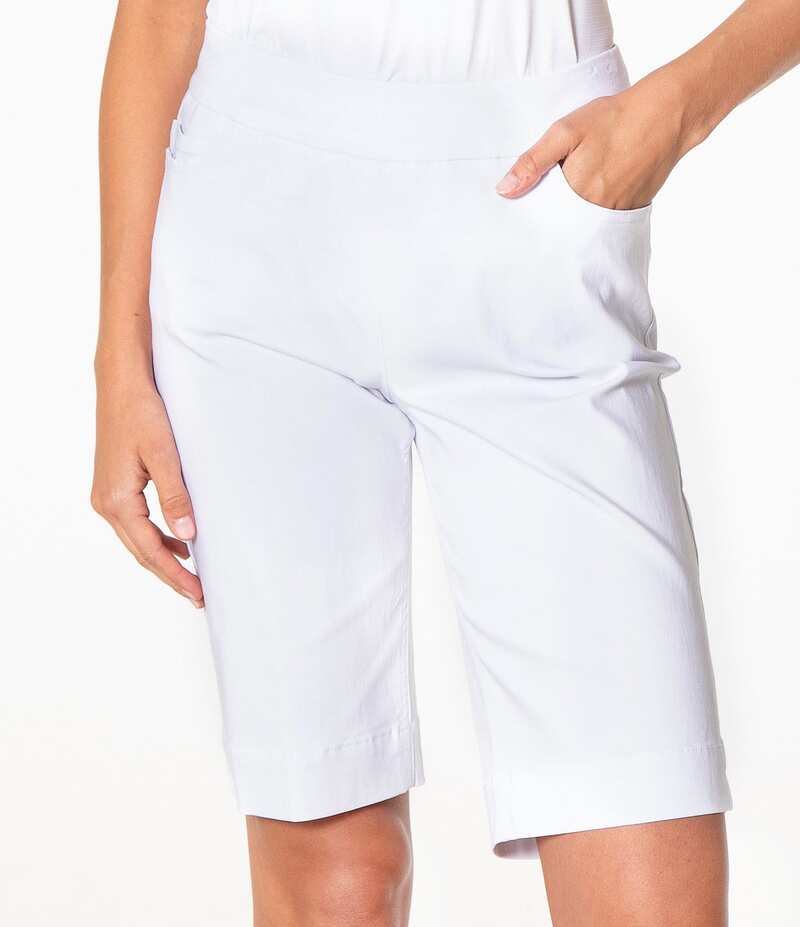 スポットハーレー レディース ボトムス ハーフパンツ・ショーツ ショートパンツ Sport Haley Slimsation Pull-On Solid Pocketed Bermuda Shorts White ホワイト