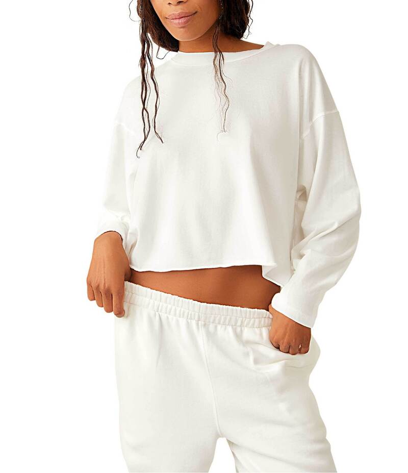 フリーピープル レディース トップス シャツ クロップド Free People FP Movement Inspire Layer Cropped Long Sleeve Shirt White ホワイト|ReVida 店