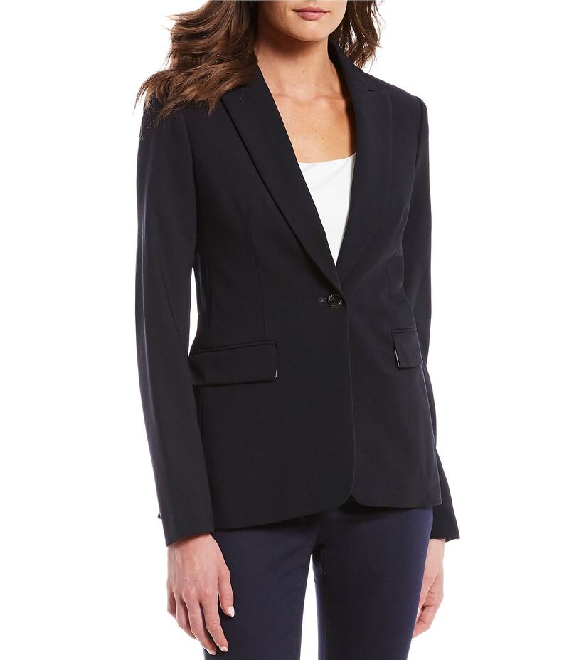 カルバンクライン レディース アウター コート ジャケット Calvin Klein Notch Lapel Long Sleeve One Button Jacket Navy ネイビー