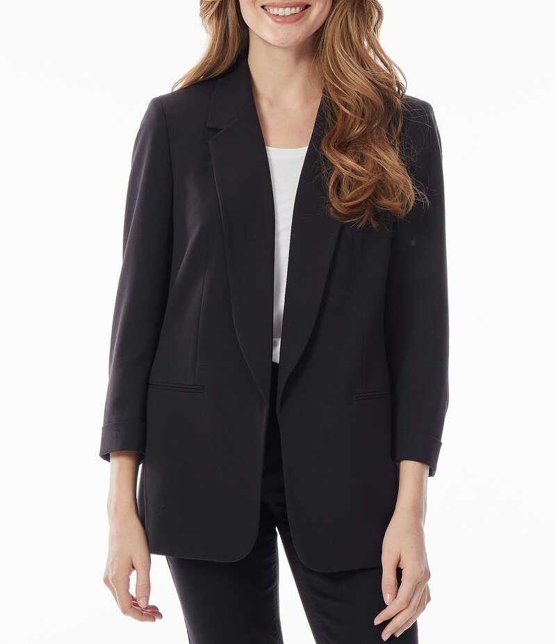 ジョーンズニューヨーク レディース アウター コート ブレザー Jones New York Roll Cuff Notch Lapel 3/4 Sleeve Blazer Jones Black ブラック
