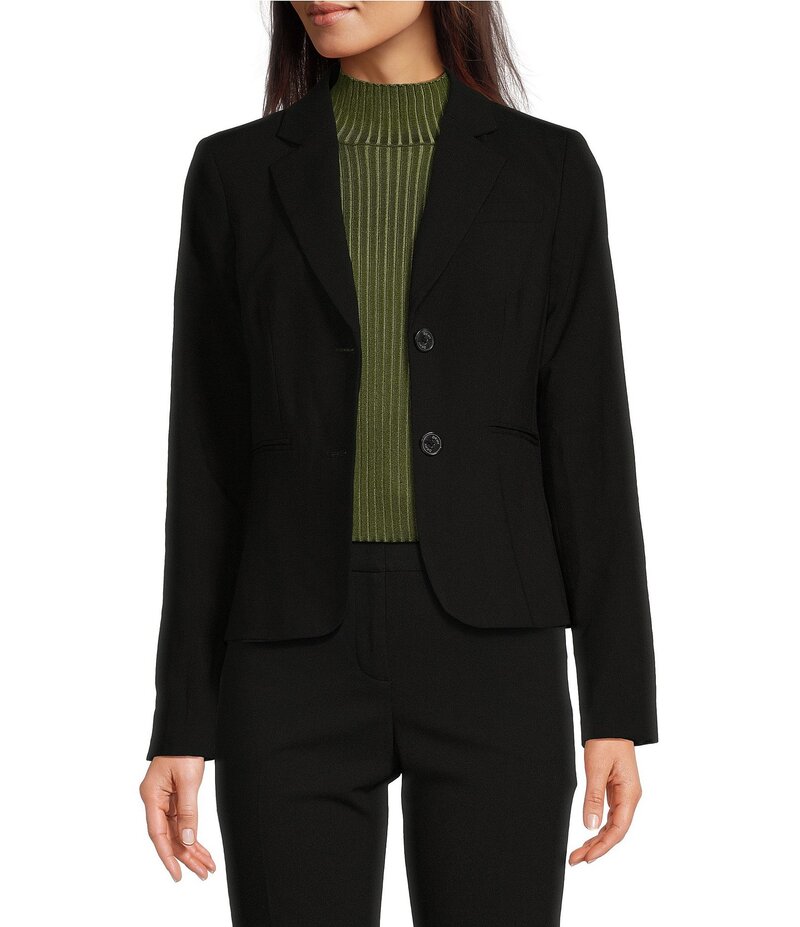 ダナキャラン レディース アウター コート ブレザー DKNY by Donna Karan Coordinating Notch Collar Long Sleeve Two Button Blazer Black ブラック