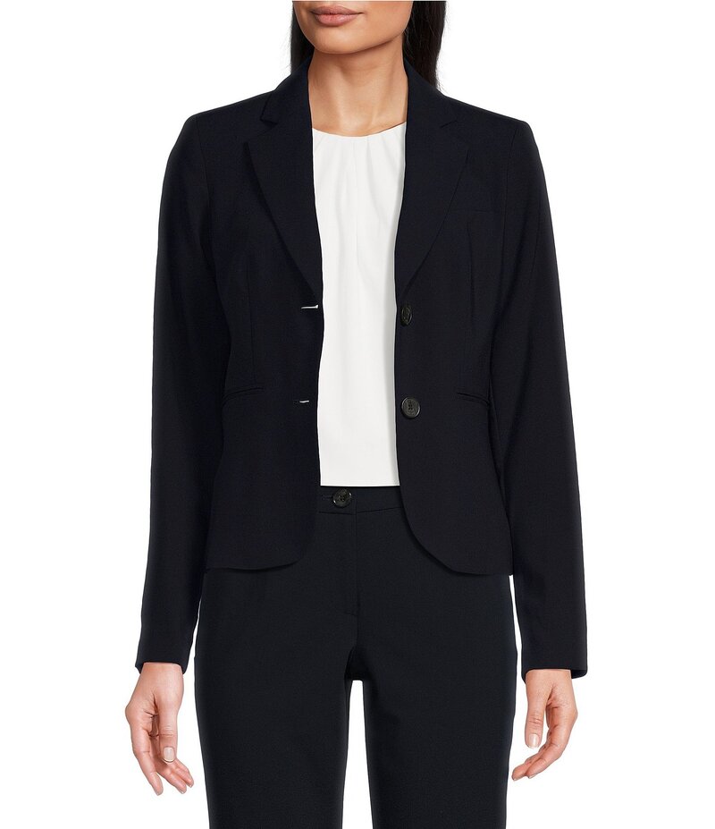 ダナキャラン レディース アウター コート ブレザー DKNY by Donna Karan Coordinating Notch Collar Long Sleeve Two Button Blazer Navy ネイビー