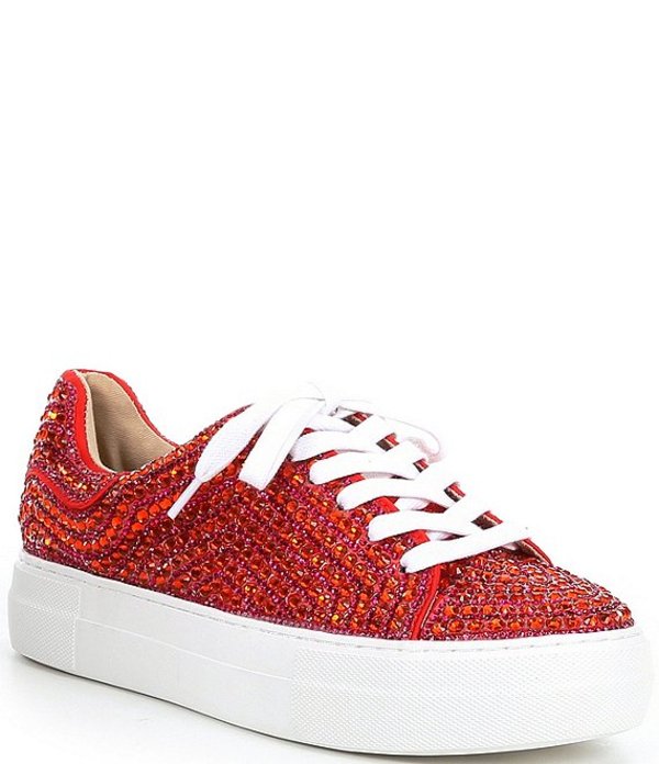 お歳暮 ベッツィジョンソン レディース スニーカー シューズ Blue By Betsey Johnson Sidny Rhinestone Embellished Lace Up Sneakers Poppy 21年レディースファッション福袋 Www Bronze Qa