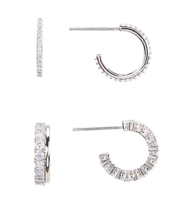 受賞店舗 ナディール レディース ピアス イヤリング アクセサリー Pave Hoop Earrings Set Rhodium 限定価格セール Www Psccommunity Com