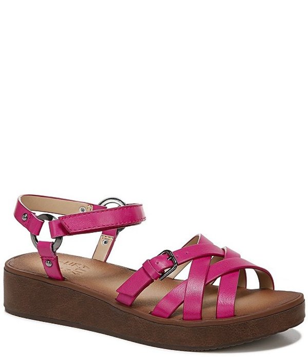 現金特価 ナチュライザー レディース サンダル シューズ Georgette Leather Wedge Sandals Crushed Berry 高級感 Victorybatangas Org