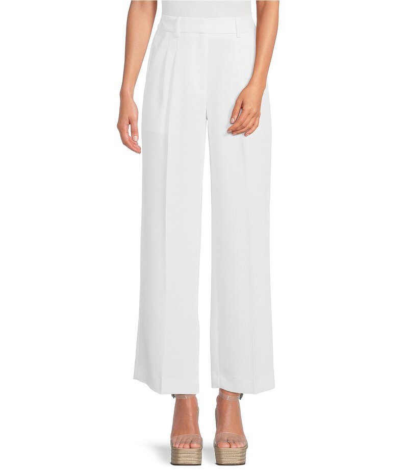 ジャンビニ レディース ボトムス カジュアルパンツ ワイドレッグ クレープ プリーツ パンツ Gianni Bini Hartley Crepe Pleated Straight Wide Leg Coordinating Pants White ホワイト|ReVida 店