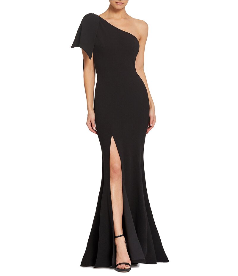 ドレスザポプレーション レディース トップス ワンピース アシンメトリー ノースリーブ マキシ Dress the Population Georgina Asymmetrical Neck Sleeveless Bow Shoulder Maxi Dress Black ブラック