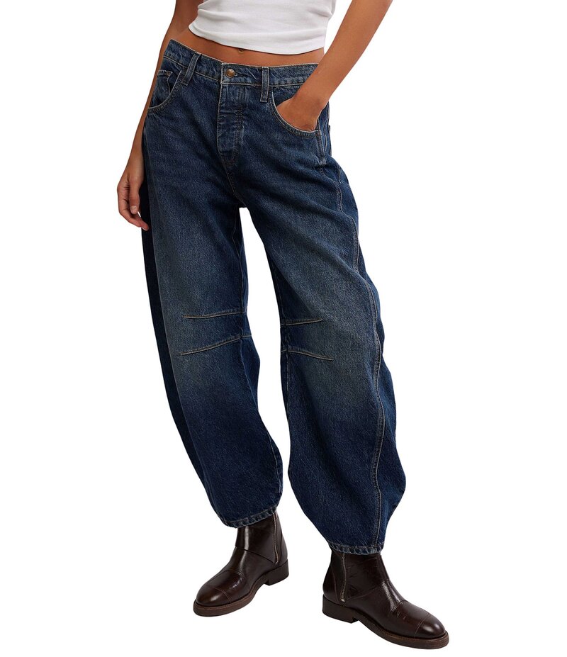 フリーピープル レディース ボトムス デニムパンツ ワイドレッグ ジーンズ Free People We The Free Good Luck Mid-Rise Wide Leg Barrel Jeans Deep End