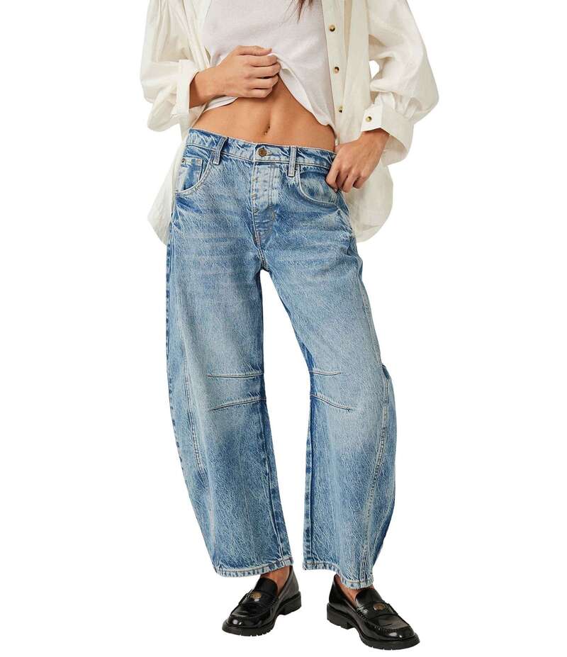 フリーピープル レディース ボトムス デニムパンツ ワイドレッグ ジーンズ Free People We The Free Good Luck Mid-Rise Wide Leg Barrel Jeans Ultra Light Beam｜ReVida 店