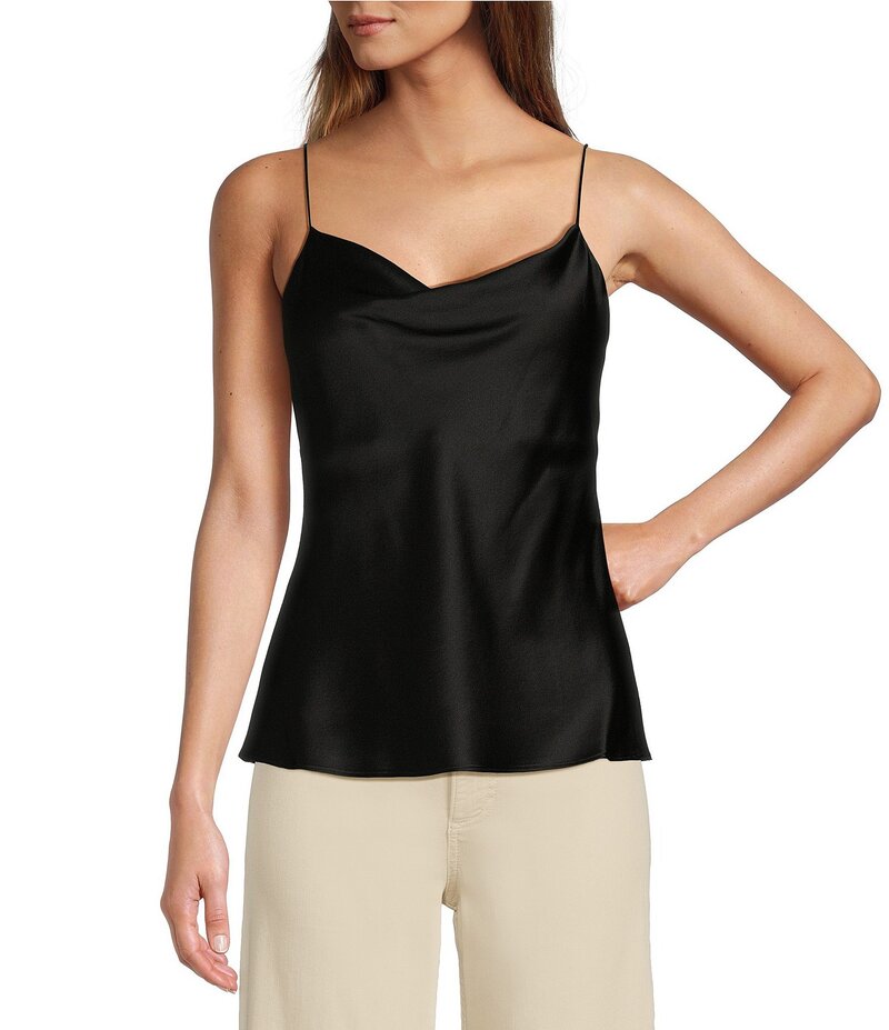 アントニオ メラーニ レディース トップス シャツ シルク Antonio Melani Lila Silk Cowl Neck Cami Tank Black ブラック