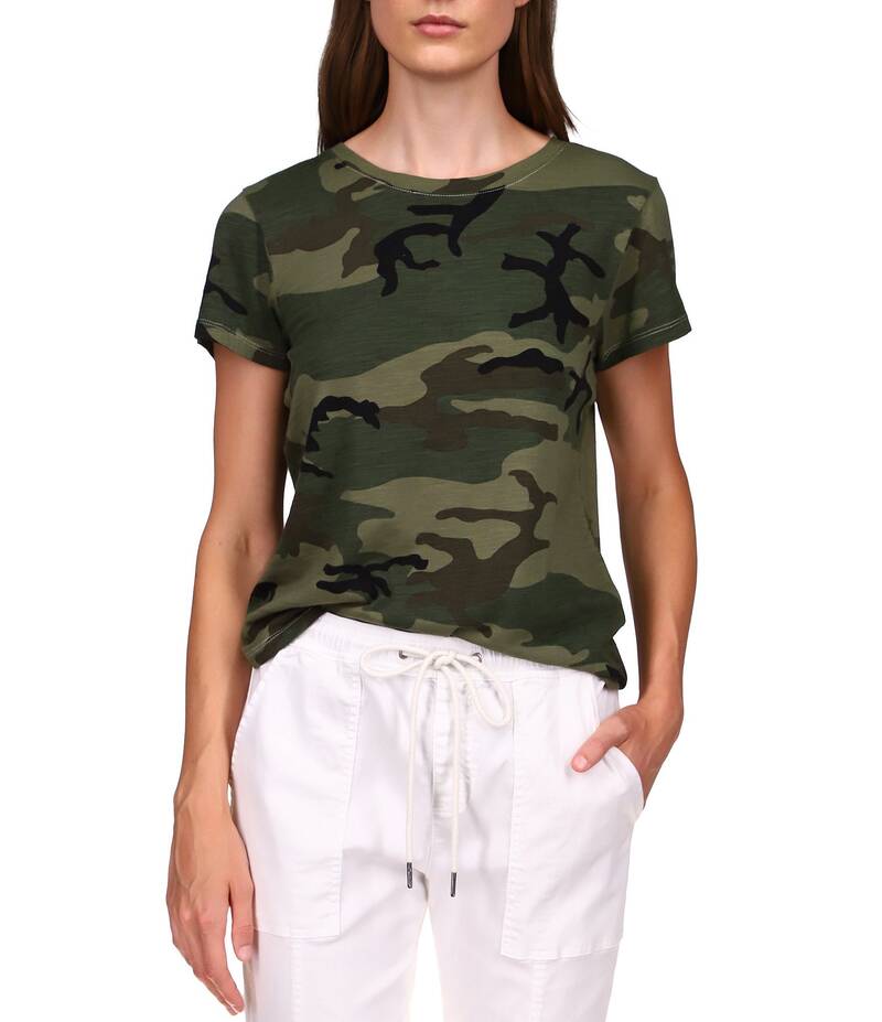 サンクチュアリー レディース トップス シャツ クルーネック プリント Tシャツ ニット Sanctuary The Perfect Knit Crew Neck Short Sleeve Camouflage Printed Tee Shirt Hiker Camo