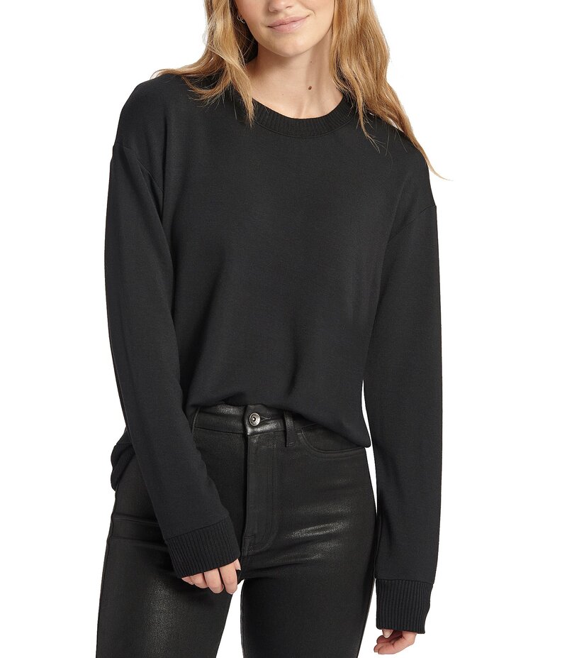 スプレンディット レディース トップス シャツ クルーネック Splendid Supersoft Crew Neck Long Sleeve Pullover Shirt Black ブラック