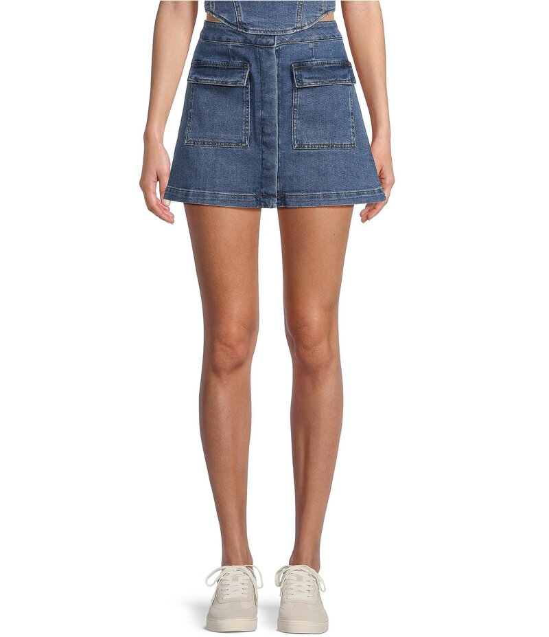 チェルシーアンドバイオレット レディース ボトムス スコート A 伝達ルート ミニ ジーンズ Chelsea \u0026 Violet Lena Denim A-Line Front Pocket Mini Skirt Dark Blue 青み