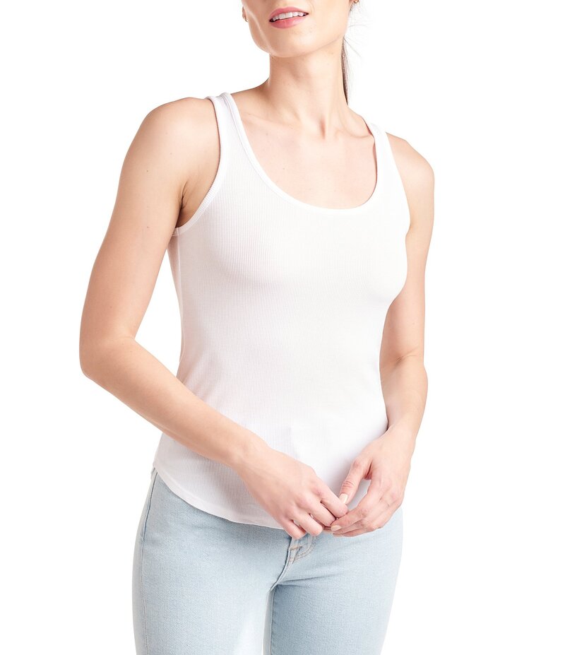スプレンディット レディース トップス シャツ リブ ニット Splendid Zuma Ribbed Knit Scoop Neck Tank Top White ホワイト