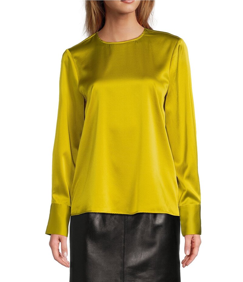 The Odette Blouse in Chartreuse Charmeuse Silk