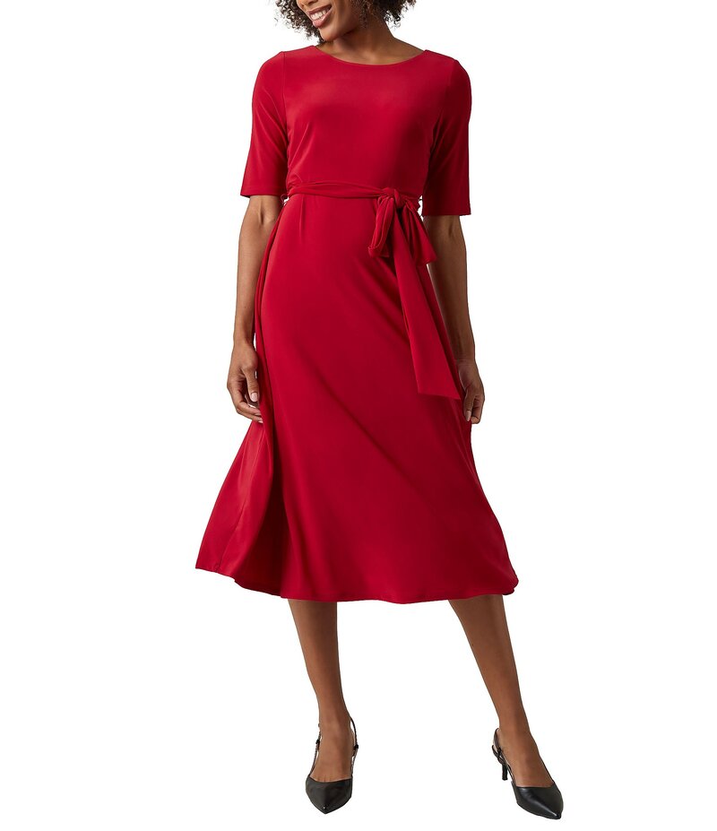 カスパール レディース トップス ワンピース クルーネック ミディワンピース ミディ Kasper Fit And Flare Crew Neck Short Sleeve Midi Dress Fire Red レッド