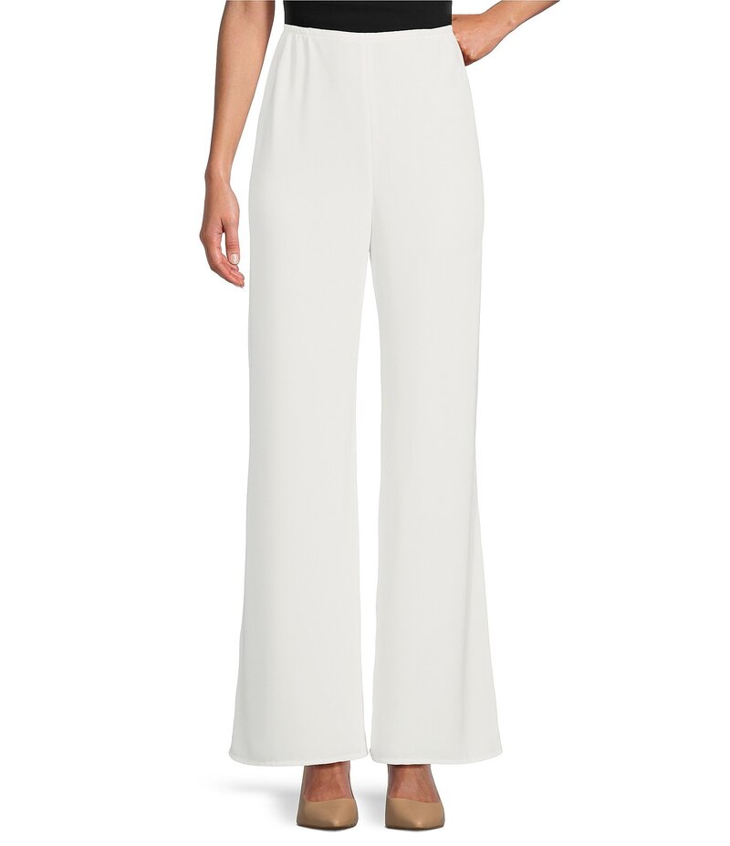 キャロライン ローズ レディース ボトムス カジュアルパンツ ワイドレッグ クレープ パンツ Caroline Rose Matte Crepe Flat Front Elastic Waist Wide Leg Coordinating Pants White ホワイト｜ReVida 店