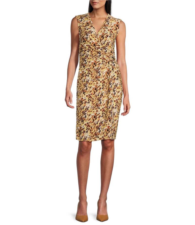 カスパール レディース トップス ワンピース ラップワンピース プリント ノースリーブ Kasper Printed Surplice V Neckline Sleeveless Faux Wrap Dress Vanilla Ice Multi マルチカラー 14,746円