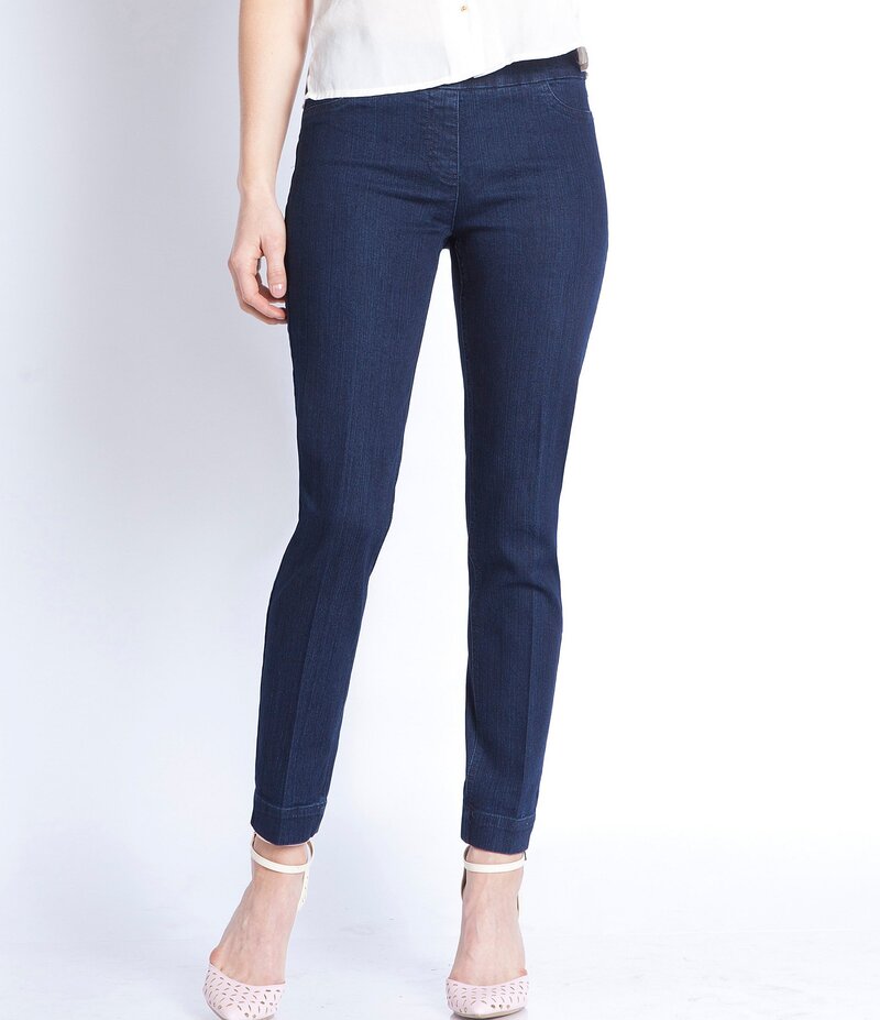 マルチプルズ レディース ボトムス デニムパンツ アンクル ジーンズ SlimsationR by Multiples Mid Rise Flat Front Pull-On Ankle Jeans Denim デニム
