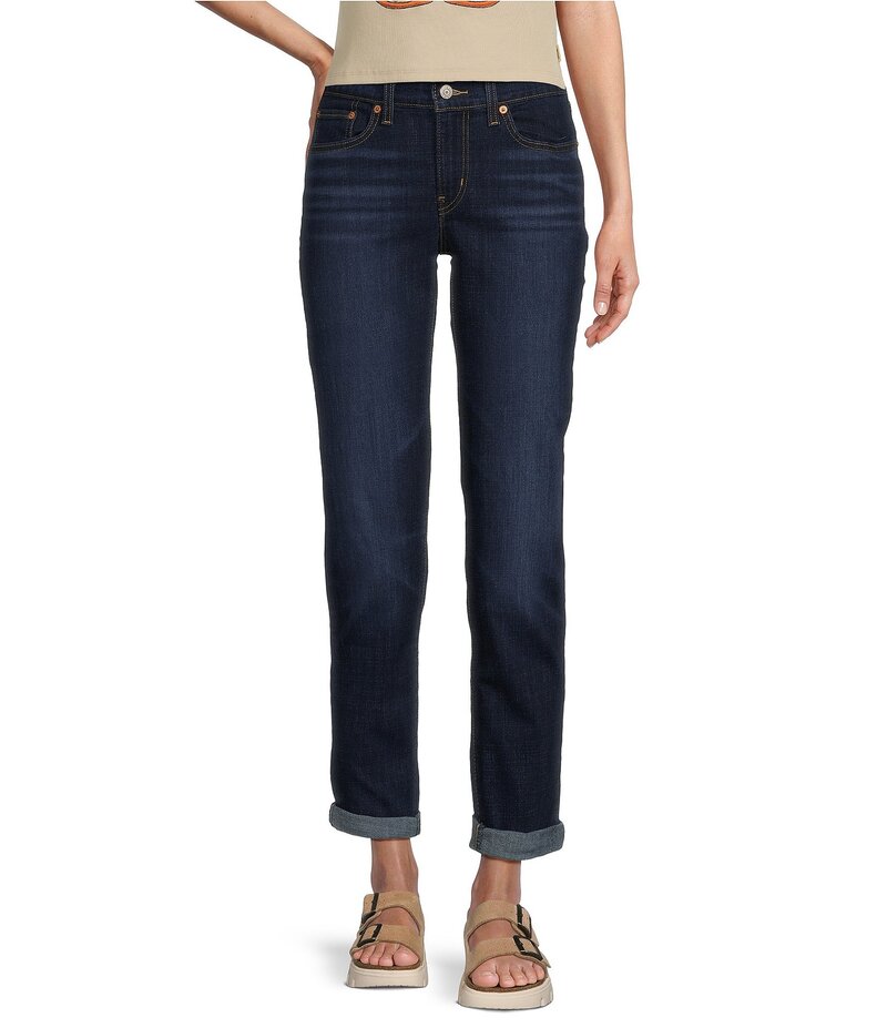 リーバイス レディース ボトムス デニムパンツ デニム ジーンズ Levi'sR Mid Rise Tapered Leg Rolled Hem Stretch Denim Boyfriend Jeans Marine Obedience デニム
