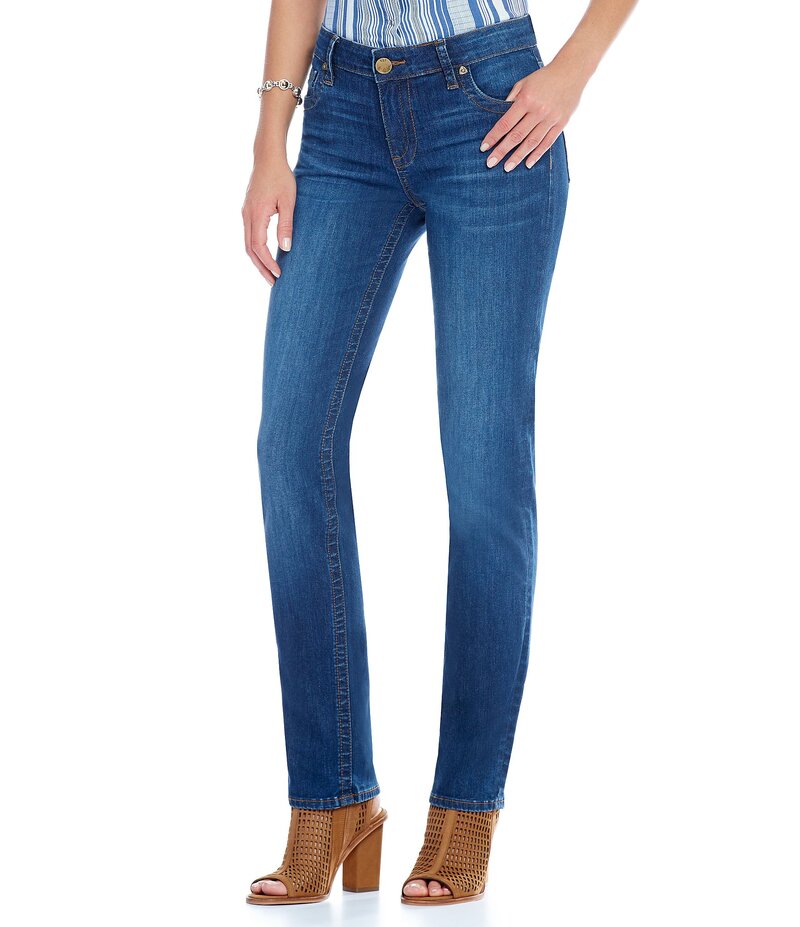 カットフロムザクロス レディース ボトムス デニムパンツ ストレート ジーンズ KUT from the Kloth Stevie Slight Knicking Straight Leg Jeans Admiration