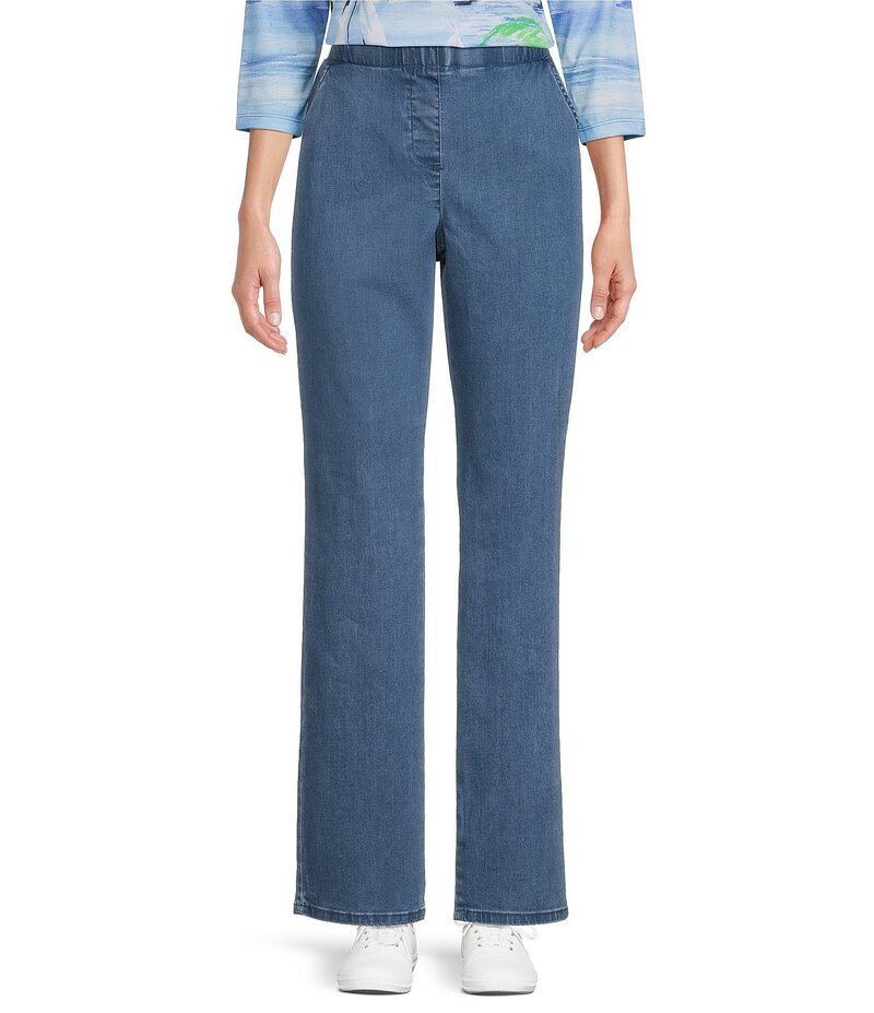 アリソン デイリー レディース ボトムス ジーンズズボン下 引っ切り無い ジーンズ デニム Allison Daley Chambray Straight Leg Stretch Denim Elastic Waist Pull-On Jeans Chambray ジーンズ