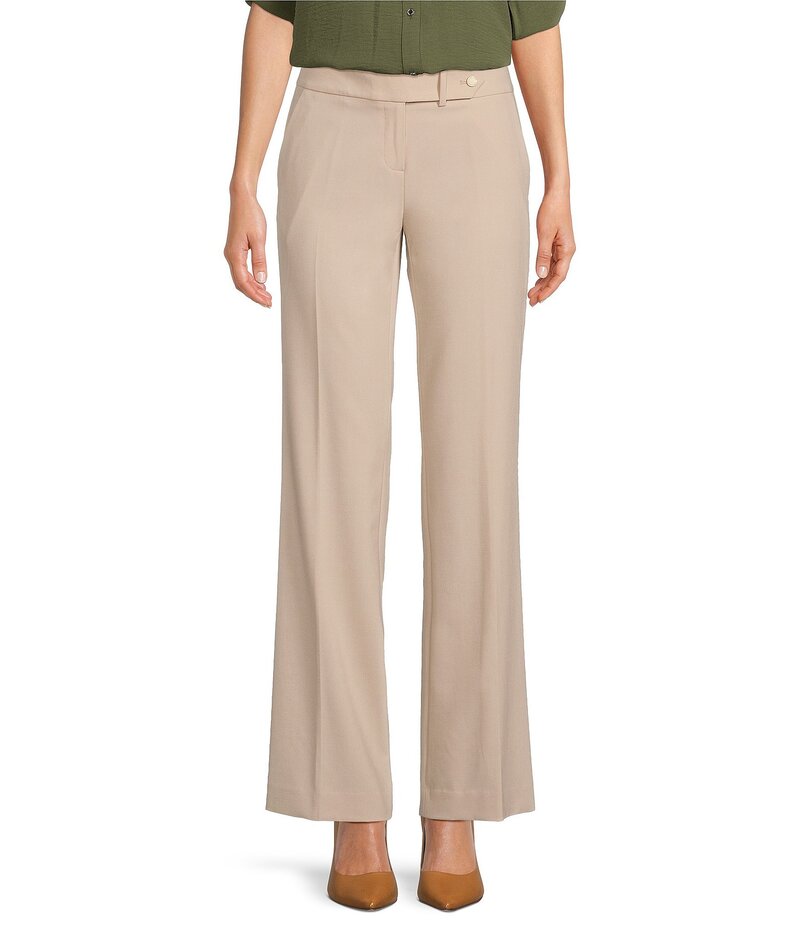 カルバンクライン レディース ボトムス カジュアルパンツ パンツ Calvin Klein Classic Fit Trouser Leg Stretch Luxe Pants Khaki カーキ