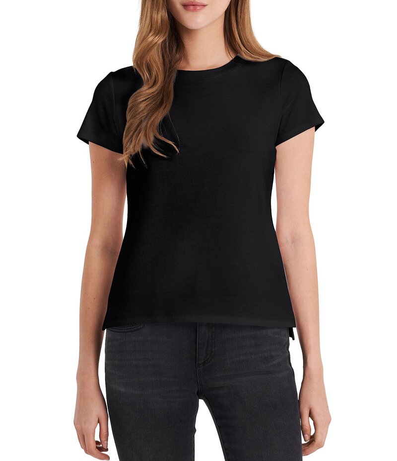 ヴィンスカムート レディース トップス シャツ クルーネック Tシャツ ニット Vince Camuto Short Sleeve Crew Neck Knit Tee Shirt Rich Black ブラック｜ReVida 店 11,765円