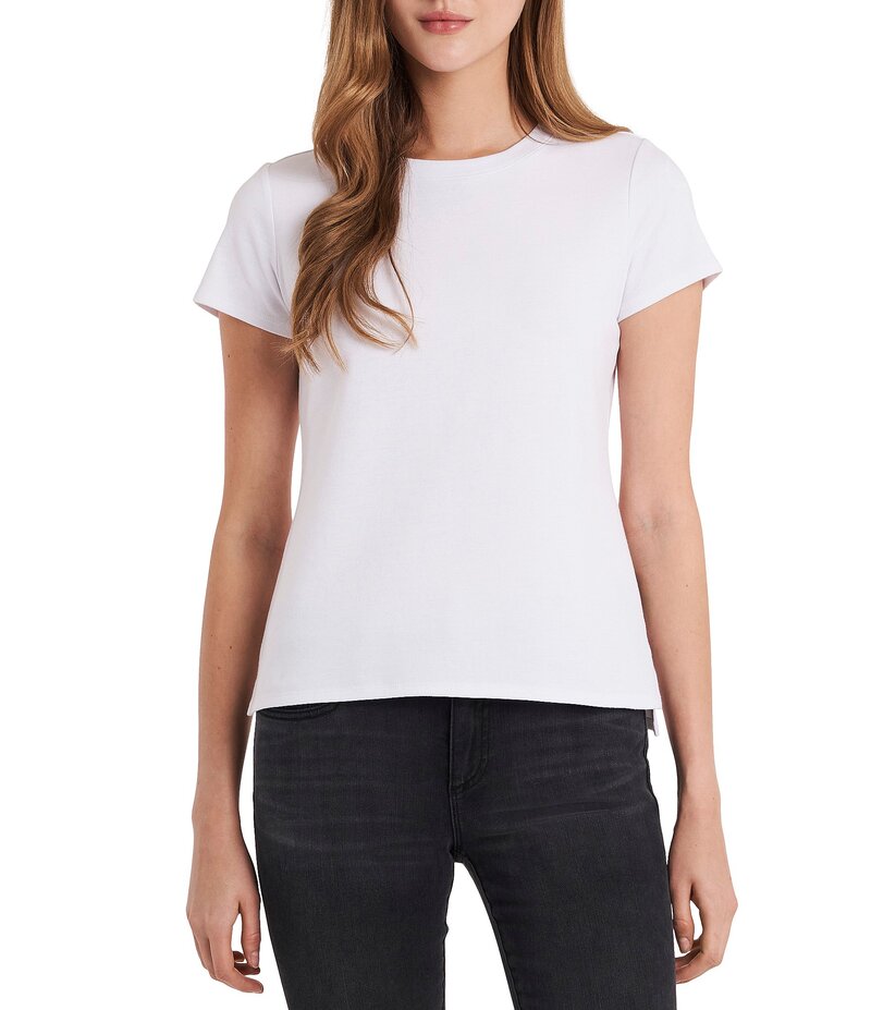 ヴィンスカムート レディース トップス シャツ クルーネック Tシャツ ニット Vince Camuto Short Sleeve Crew Neck Knit Tee Shirt Ultra White ホワイト｜ReVida 店