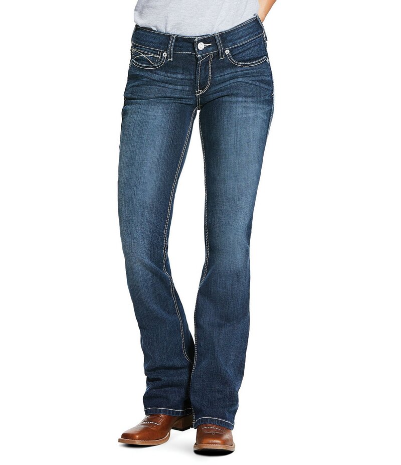 アリアト レディース ボトムス デニムパンツ ブーツカット 刺繍 デニム ブーツ ジーンズ Ariat R.E.A.L Mid Rise Stretch Denim Embroidered Pocket Bootcut Jeans Gemstone デニム