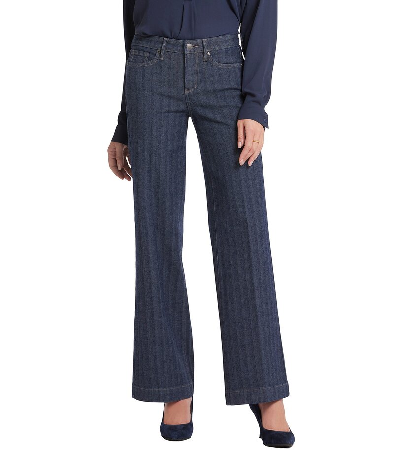 エヌワイディージェイ レディース ボトムス デニムパンツ ワイドレッグ ジーンズ NYDJ Vertical Stripe Teresa Wide Leg High-Rise Lift TuckR Jeans Twilight Stripe ストライプ｜ReVida 店