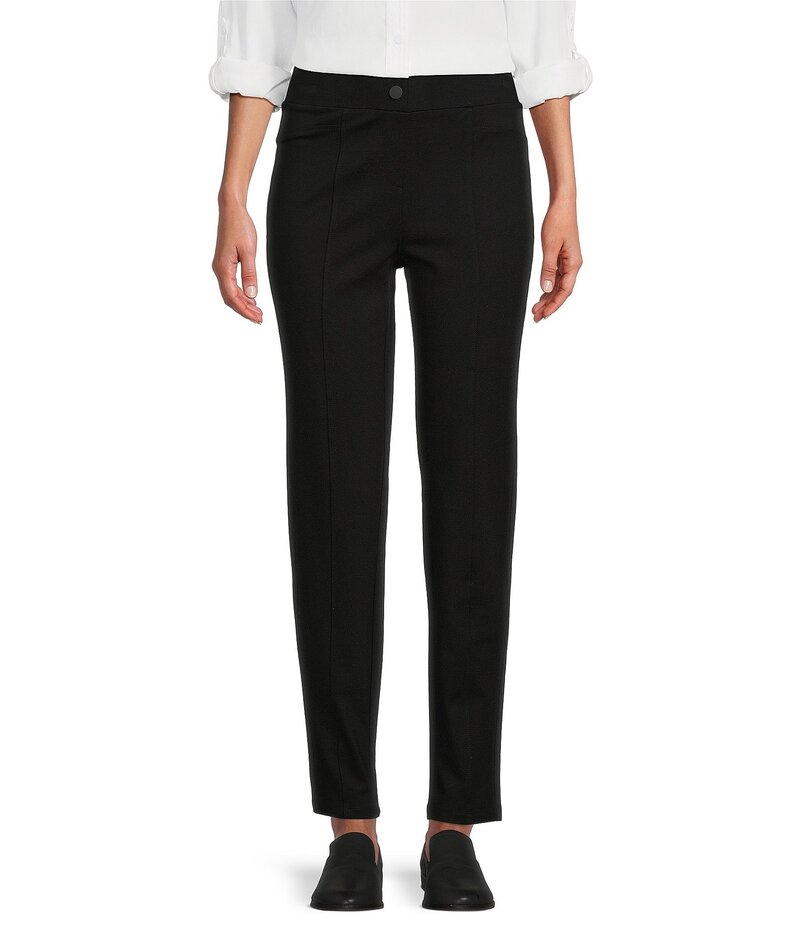 イントロ レディース ボトムス カジュアルパンツ ストレート パンツ ニット Intro Bella Solid Double Knit Slim Her Straight Leg Pants Ebony Black ブラック｜ReVida 店