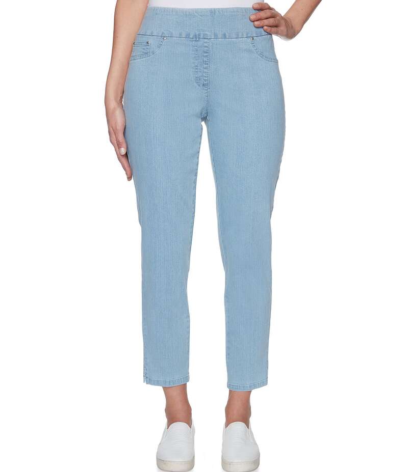 ルビーアールディー レディース ボトムス カジュアルパンツ ストレート パンツ デニム アンクル Ruby Rd. Extra Stretch Denim Straight Leg Ankle Pull-On Pants Chambray デニム