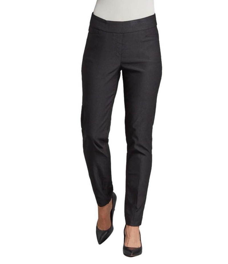 マルチプルズ レディース ボトムス カジュアルパンツ ストレート パンツ アンクル SlimsationR by Multiples Flat Front Straight Leg Functional Pockets Pull-On Ankle Pants Black ブラック