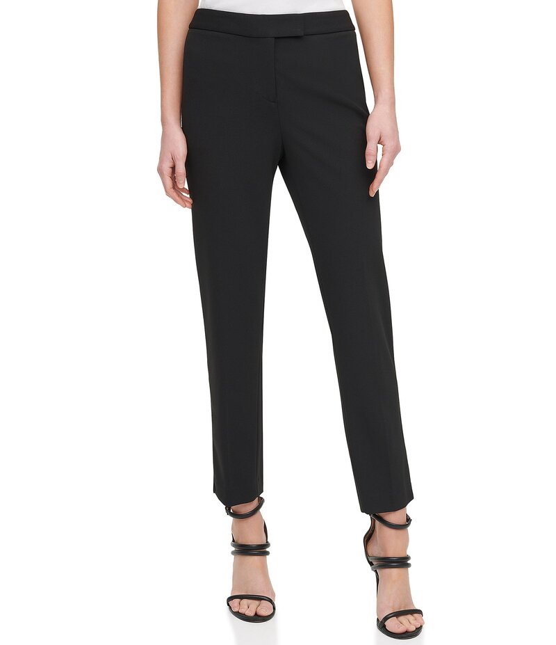 ダナキャラン レディース ボトムス カジュアルパンツ クレープ パンツ スキューバ アンクル DKNY by Donna Karan Scuba Crepe Slim Leg Ankle Pants Black ブラック|ReVida 店