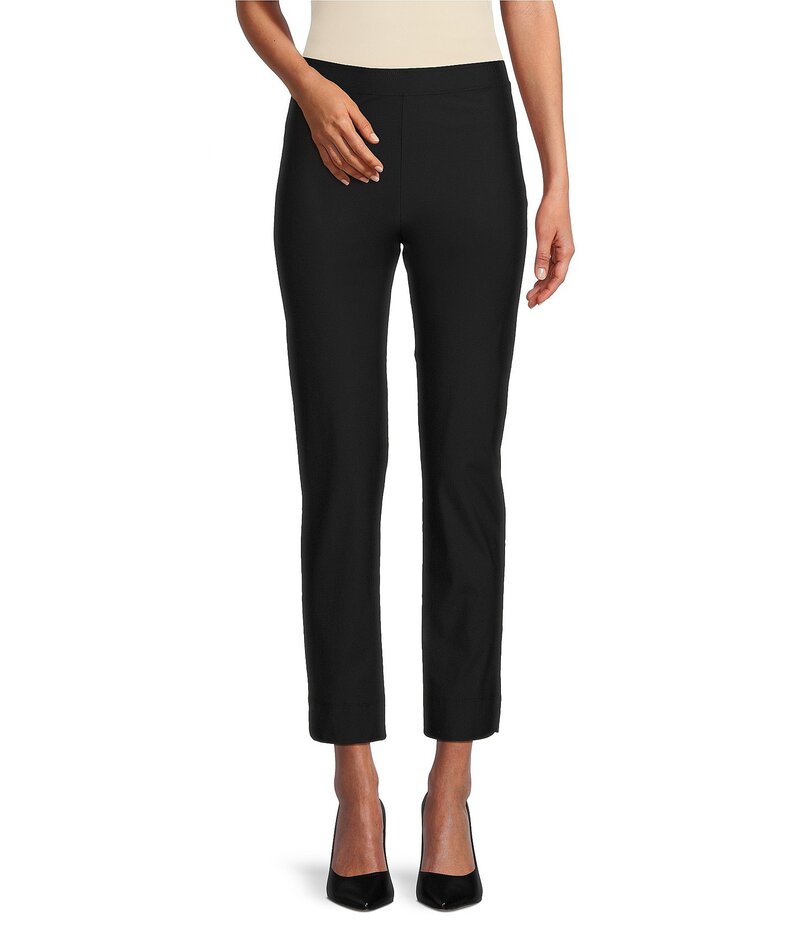 アイシーコレクション レディース ボトムス カジュアルパンツ パンツ アンクル IC Collection Stretch Woven Slim Leg Slit Hem Ankle Pants Black ブラック｜ReVida 店