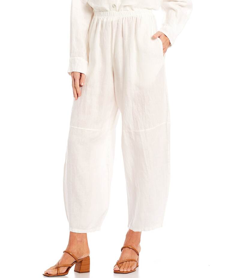ブライン ウォーカー レディース ボトムス カジュアルパンツ パンツ アンクル リネン Bryn Walker Olivier Light Linen Ankle Lantern Coordinating Pull-On Pants White ホワイト