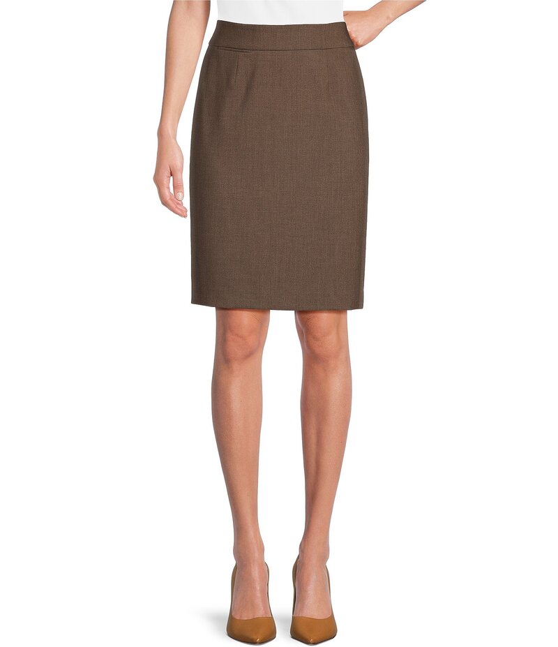 カルバンクライン レディース ボトムス スカート プチ Calvin Klein Petite Size High Rise Luxe Stretch Pencil Skirt Heather Taupe ヘザー｜ReVida 店