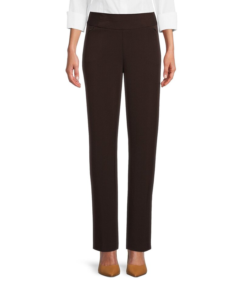 インベストメンツ レディース ボトムス 心地好いズボン下 引っ切り無い プチ ズボン下 Investments Petite Size the PARK AVE fit Pull-On Straight Leg Pants Coffee 珈琲