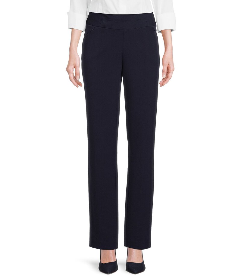 インベストメンツ レディース ボトムス 心地好いズボン下 引っ切り無い プチ ズボン下 Investments Petite Size the PARK AVE fit Pull-On Straight Leg Pants Dark Navy 米国海軍