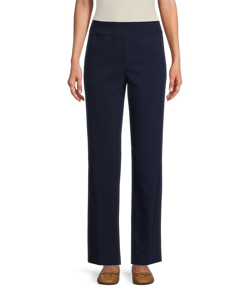 アリソン デイリー レディース ボトムス 心地好いズボン下 引っ切り無い プチ ズボン下 Allison Daley Petite Size Stretch Pull-On Straight Leg Pants Black 黒いこと