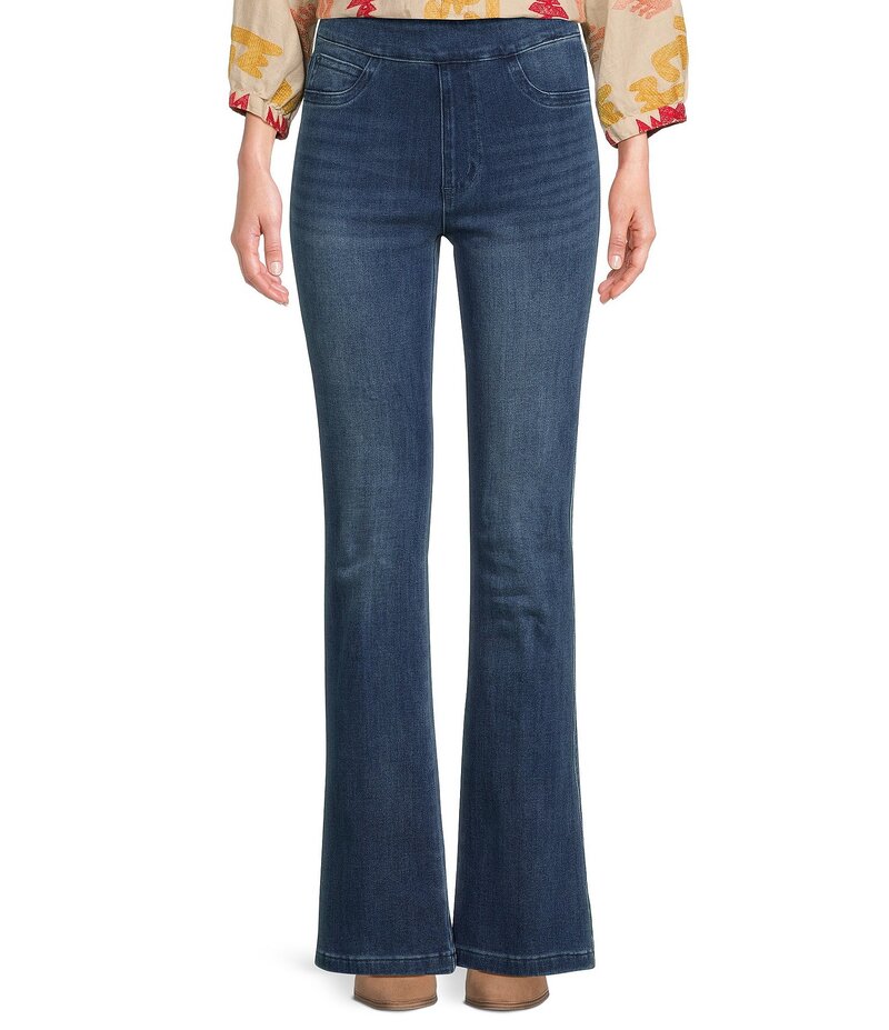 ジョン マーク レディース ボトムス デニムパンツ フレア プチ デニム ジーンズ John Mark Petite Size Flare Leg Stretch Denim Pull-On Jeans Medium Denim デニム