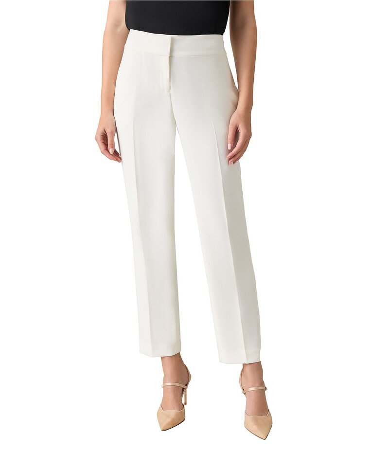 カスパール レディース ボトムス カジュアルパンツ クレープ プチ パンツ アンクル Kasper Petite Size Stretch Crepe Slim Leg Mid-Rise Ankle Length Pants Vanilla Ice