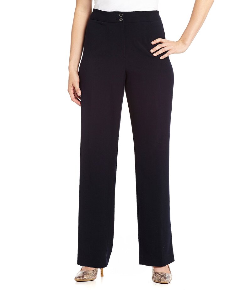 カルバンクライン レディース ボトムス カジュアルパンツ ストレート プラスサイズ パンツ Calvin Klein Plus Size Classic Fit Straight Leg Pants Navy ネイビー