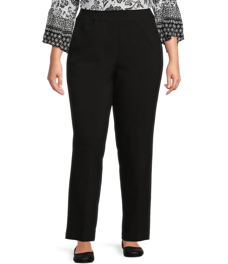 アリソン デイリー レディース ボトムス カジュアルパンツ ストレート プラスサイズ パンツ Allison Daley Plus Size Straight Leg Pull-On Pants Black ブラック