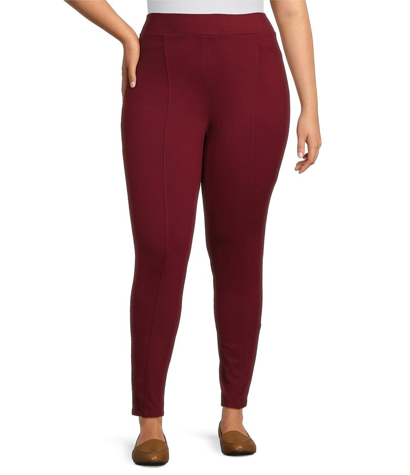 はたご屋トロ レディース ボトムス 心地好いズボン下 つけ加える大きさ レギンス 編み物 Intro Plus Size Bella Solid Double Knit Slim Her Leggings Cabernet